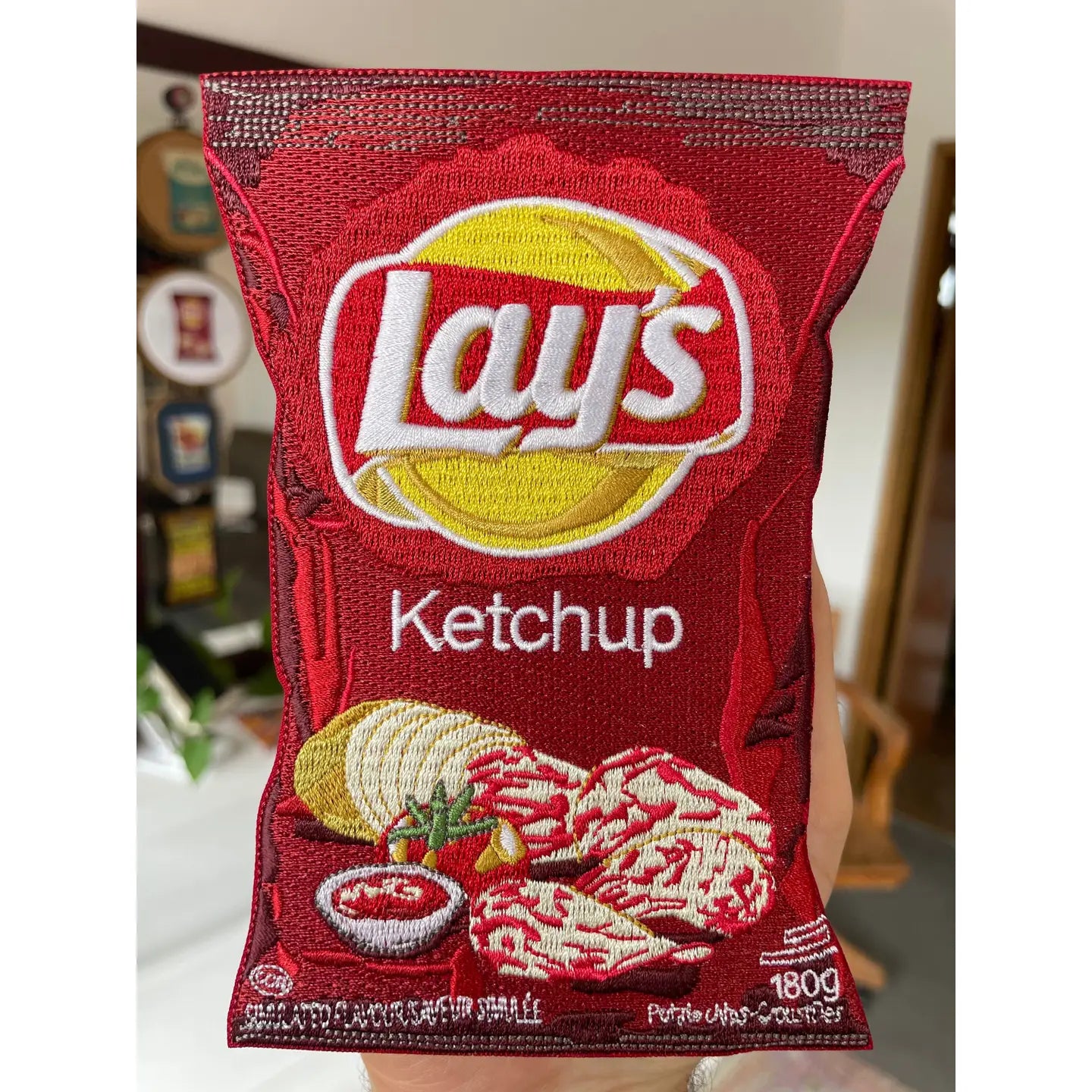 Iron-On 6” X 4” Embroidered “Lay’S Ketchup” Patch