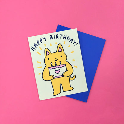 Cake Time Cat Birthday Greeting Card