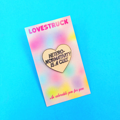 Heteronormativity is a Cult Enamel Pin