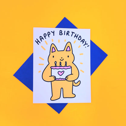 Cake Time Cat Birthday Greeting Card