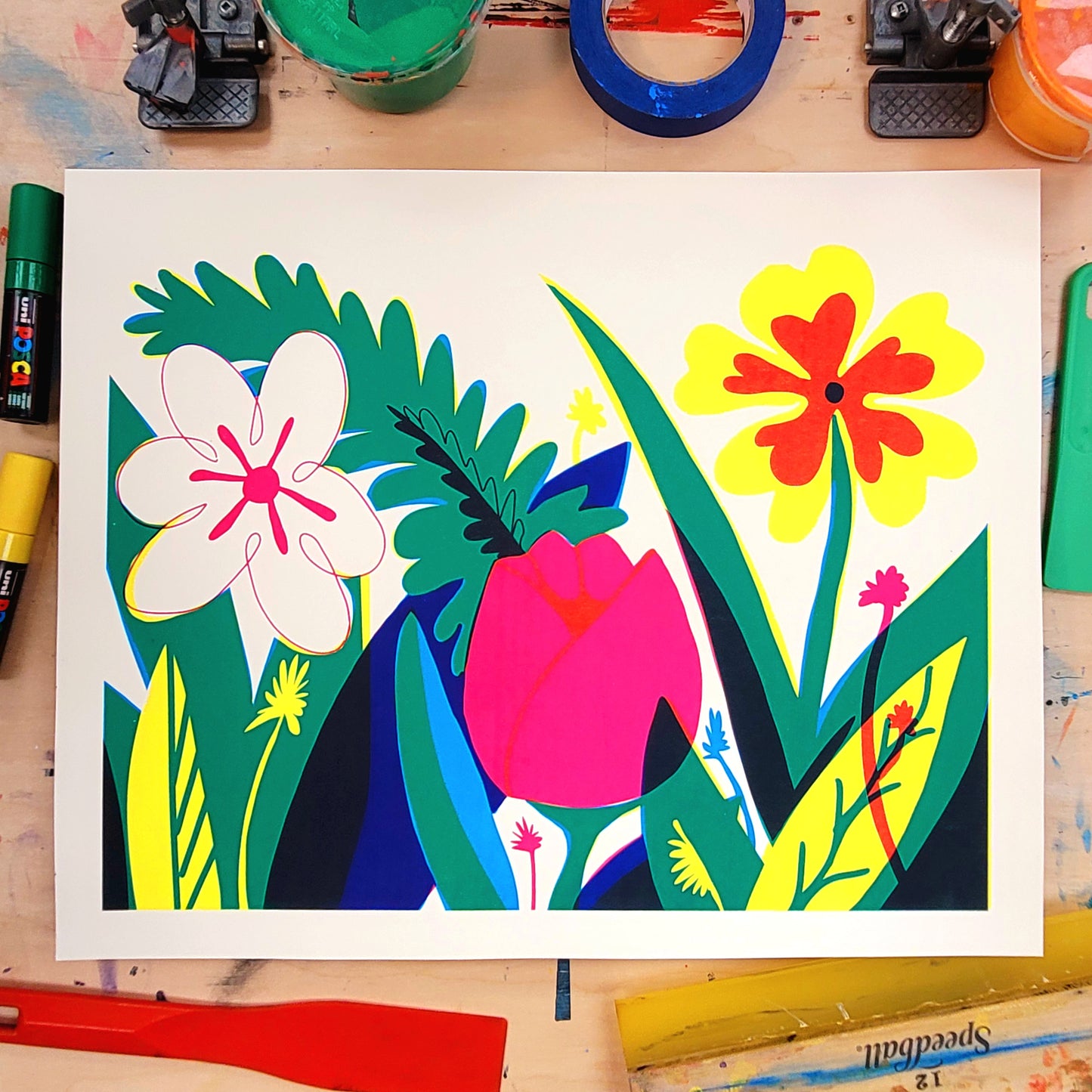 Giant Flowers Screen Printed Poster