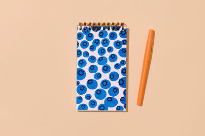 Blueberries Letterpress Spiral Pocket Size Notebook