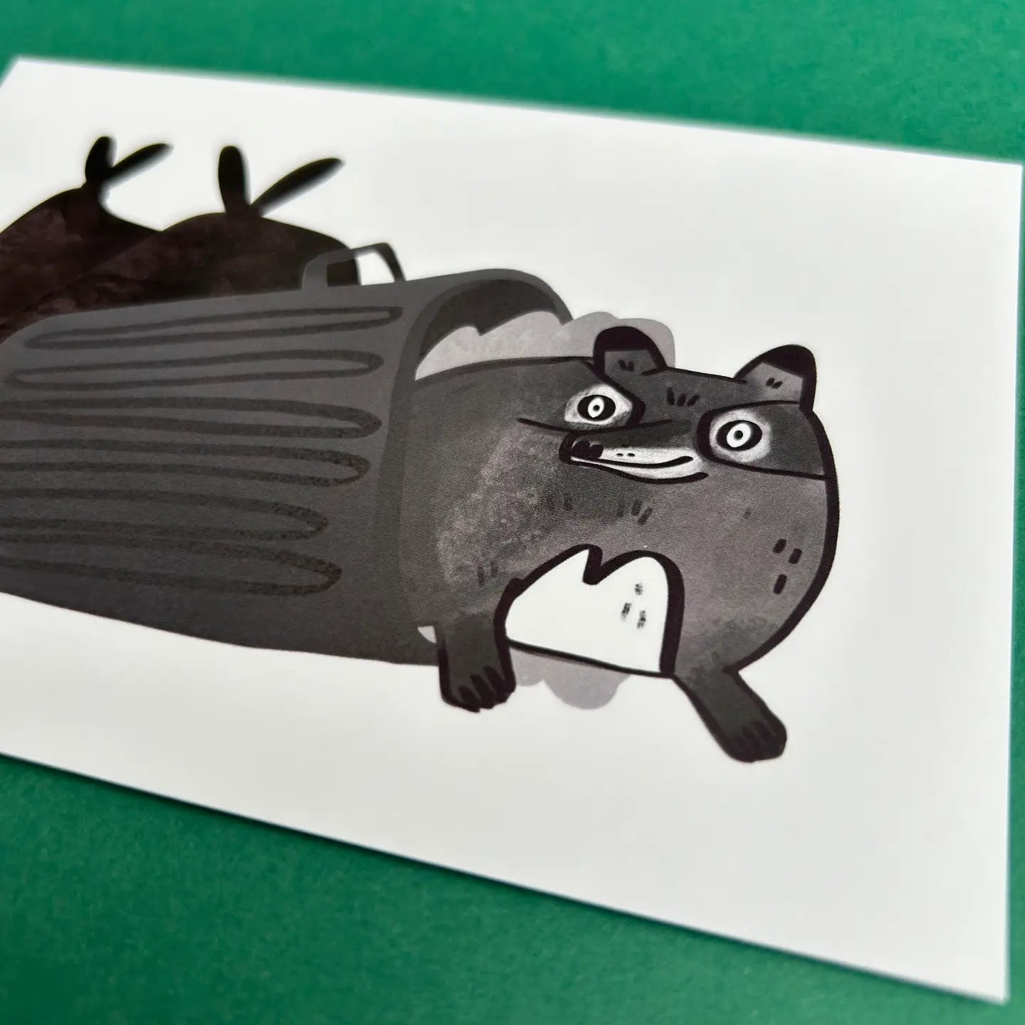 Raccoon Illustration A6 Postcard