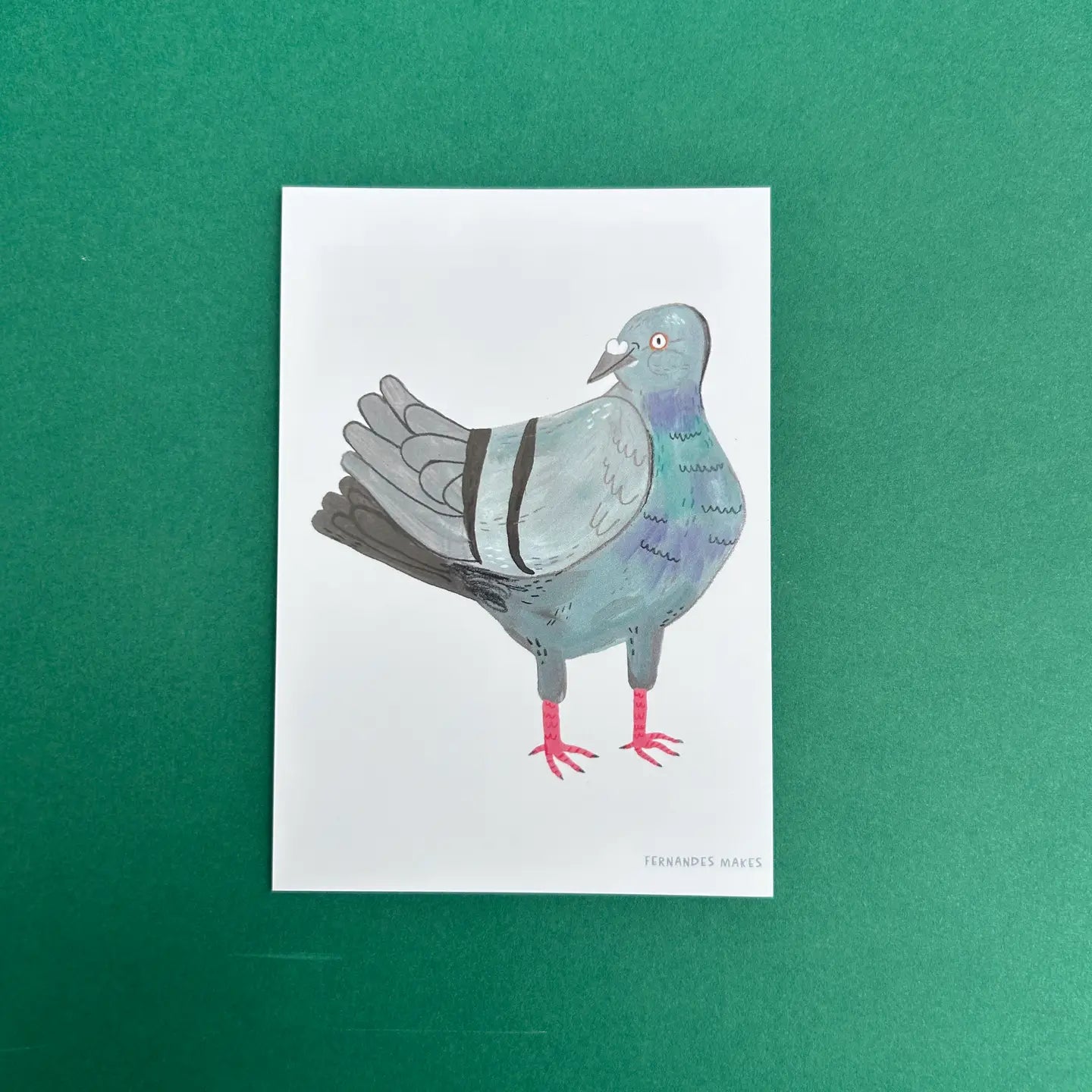 Derpy Pigeon Bird Illustration A6 Postcard