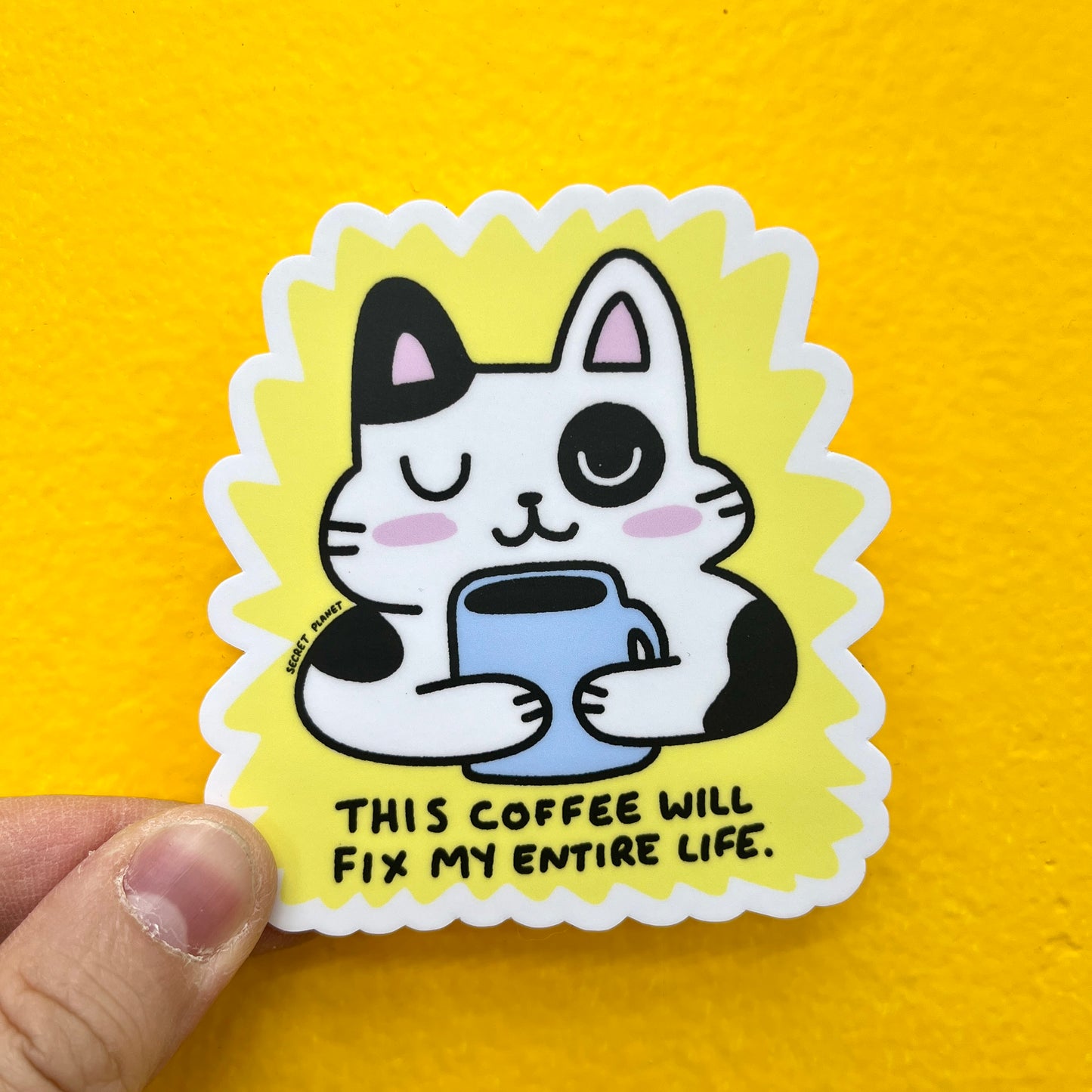 This Coffee Will Fix My Entire Life Cat Vinyl Sticker