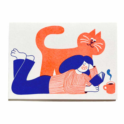 Reading Cat Card