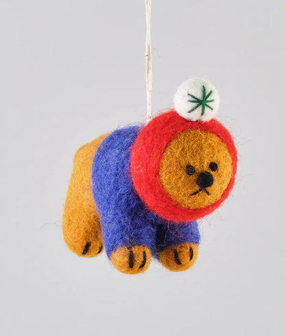 Ronnie, Dog in a Pompom Hat - Felt Ornament