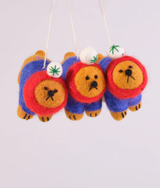 Ronnie, Dog in a Pompom Hat - Felt Ornament