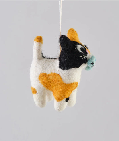 Dwight, Cat with Fish - Felt Ornament