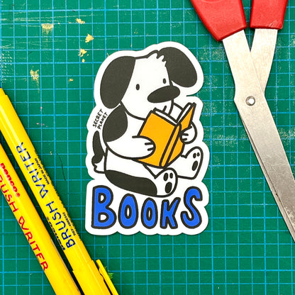 Books Dog Vinyl Sticker