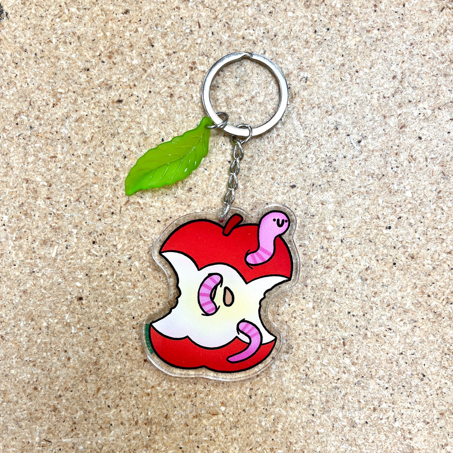 Apple & Worm Keychain