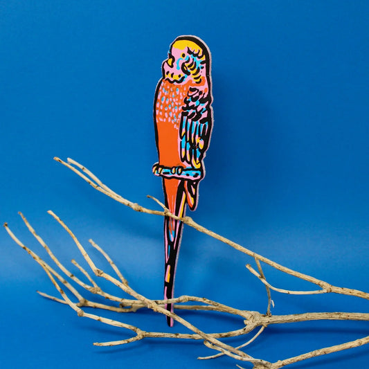 Budgie Leather Bookmark