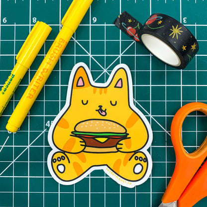 Burger Cat Vinyl Sticker