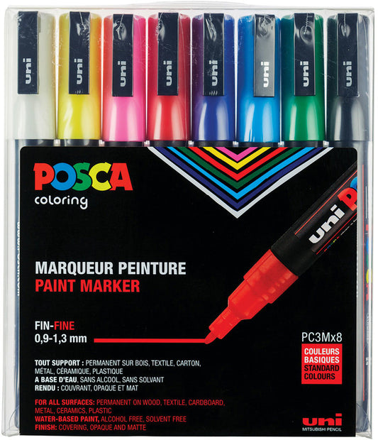 Paint Marker Set, PC-3M Fine - Basic (8 Colors)