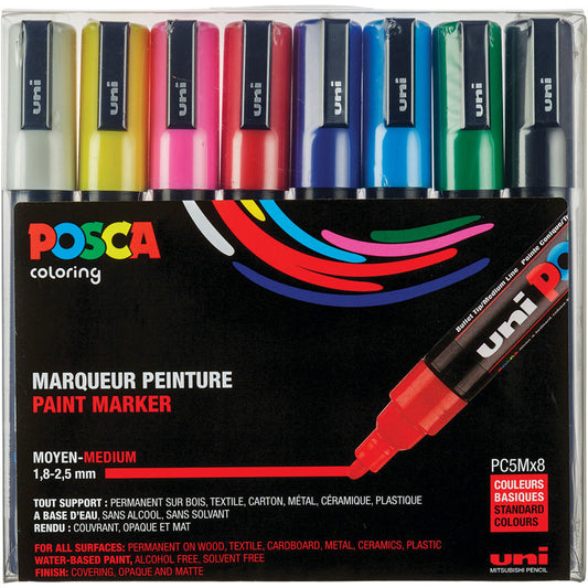 Paint Marker Set, PC-5M Medium - Basic (8 Colours)