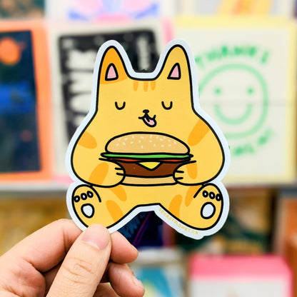 Burger Cat Vinyl Sticker