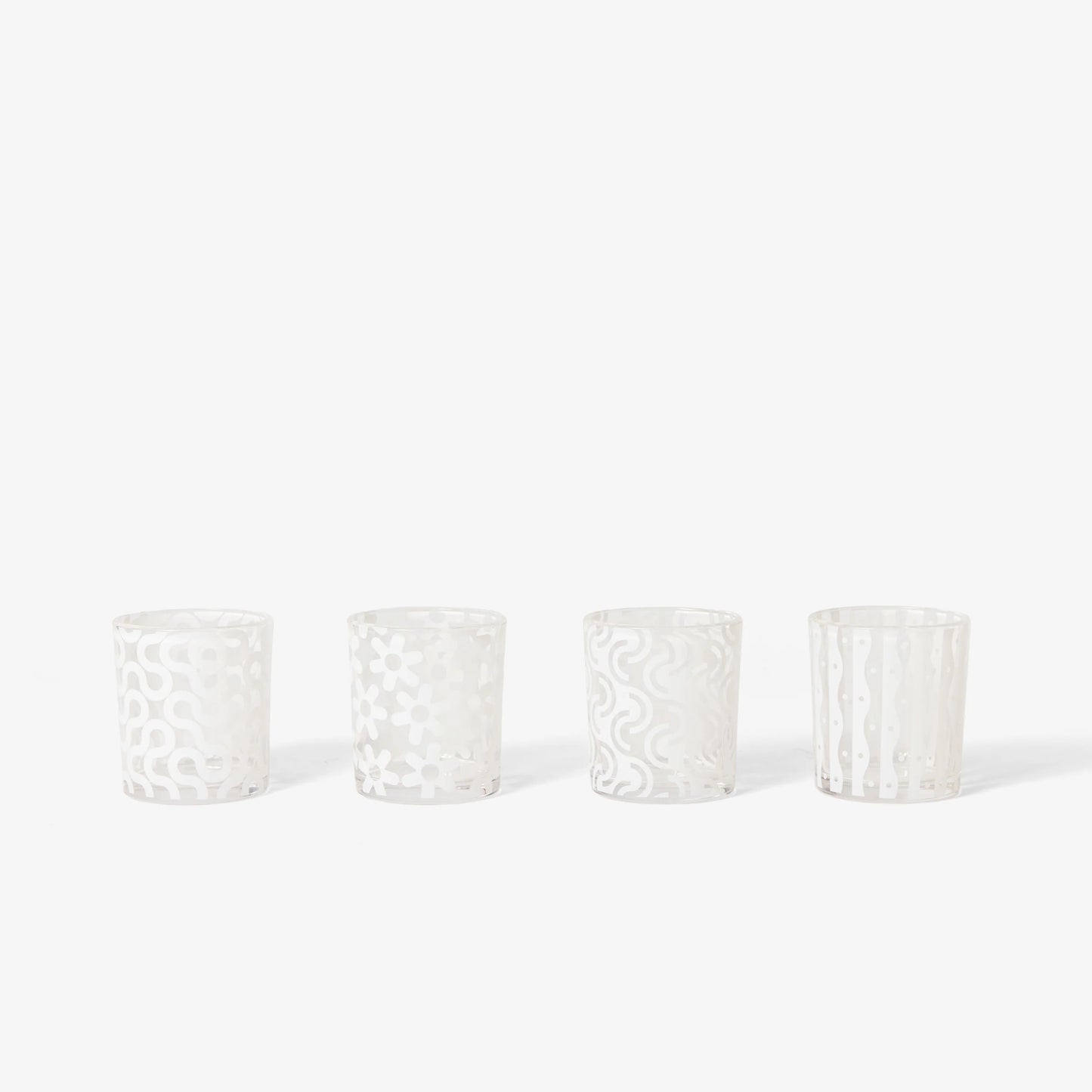 Dusen Dusen Pattern Glasses (White)