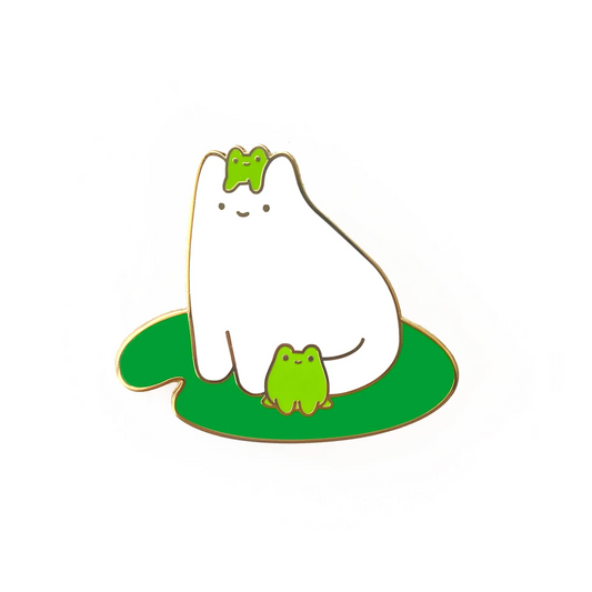 Cat and Frog Friends Enamel Pin