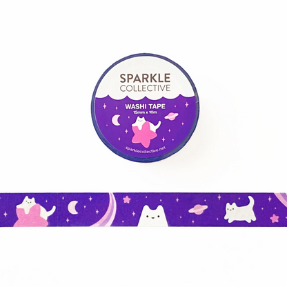 Purple Night Sky Cats Washi Tape