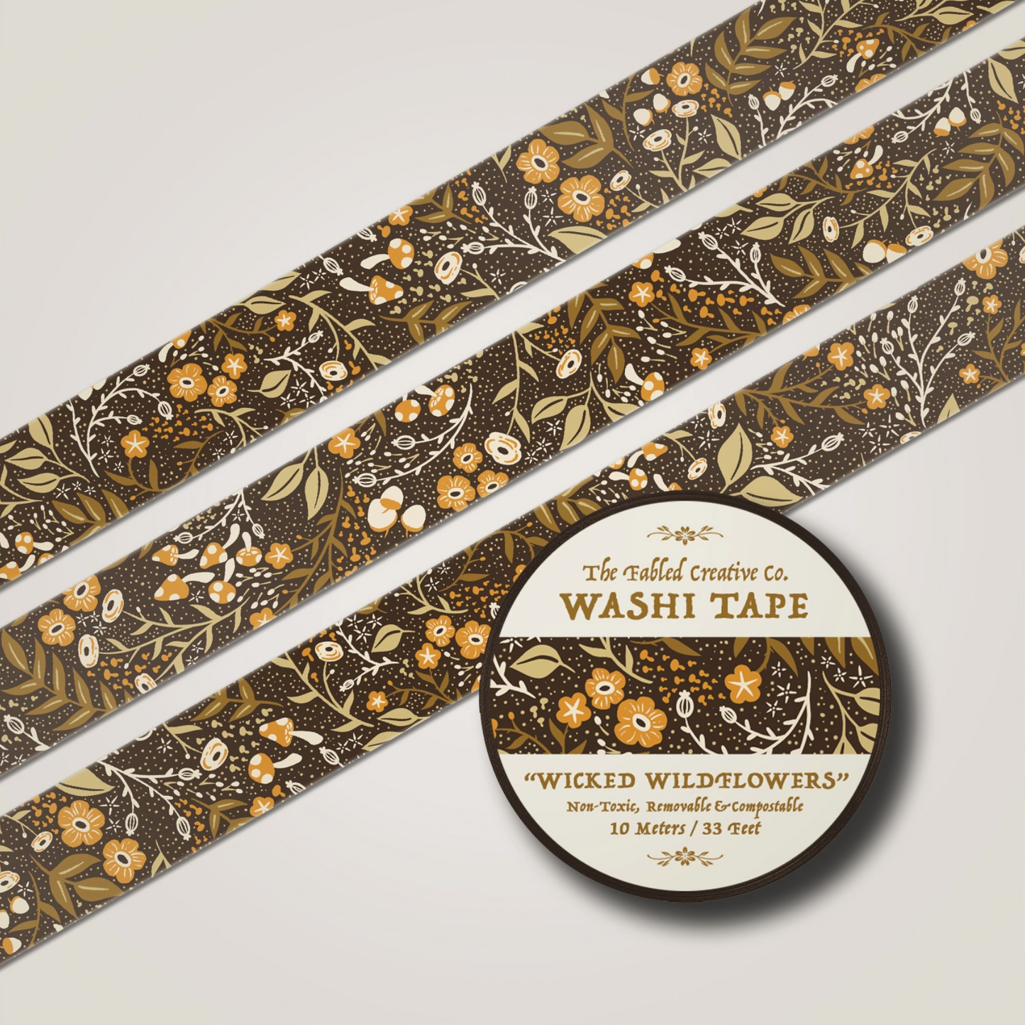 Wicked Wildflowers Amber Washi Tape