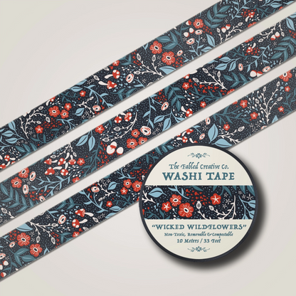 Wicked Wildflowers Cobalt Washi Tape