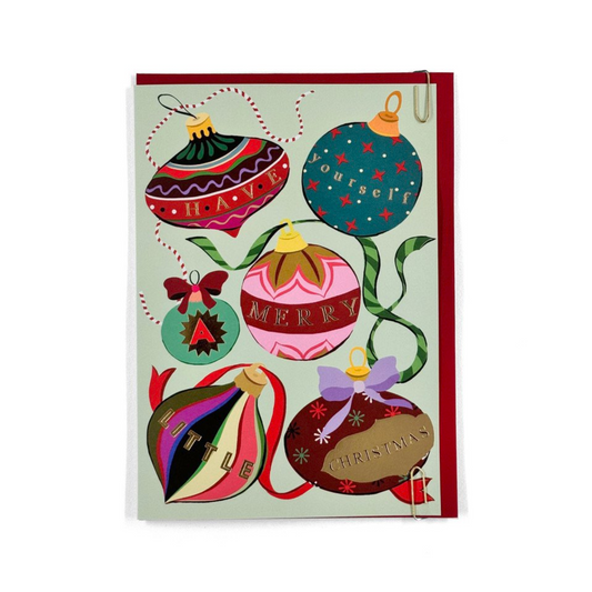 Merry Little Christmas Bauble Ornaments Card