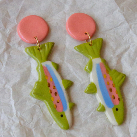 Ceramic Trout Earrings With Stud