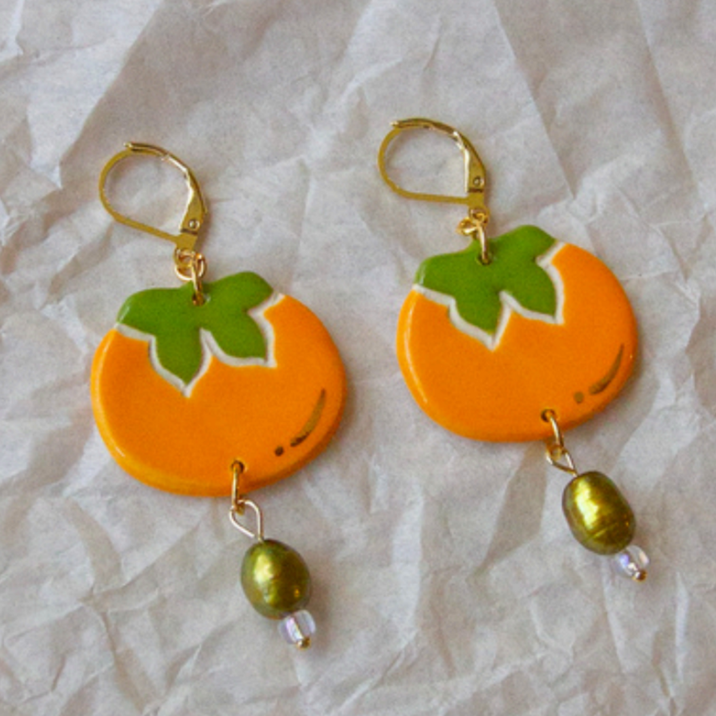 Ceramic Persimmon Earrings