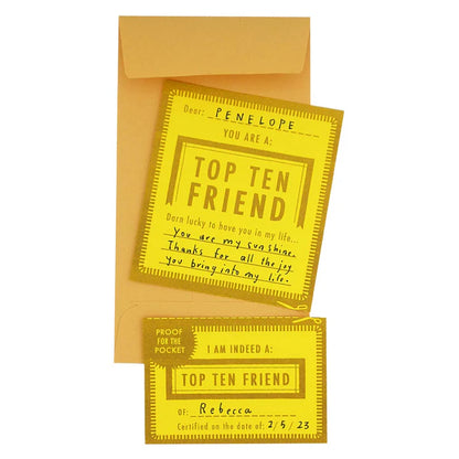 Top Ten Friend Note Cards and Envelopes