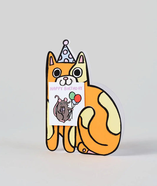 cat with Mini Card - Kid's Greetings Card