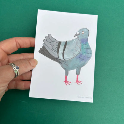 Derpy Pigeon Bird Illustration A6 Postcard