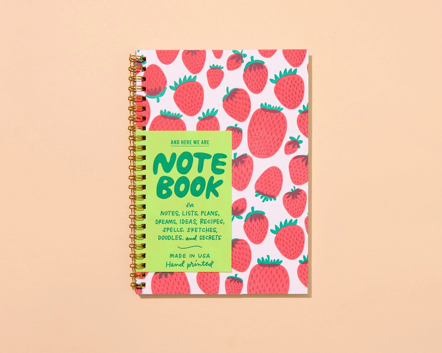 Strawberry Letterpress Spiral Notebook