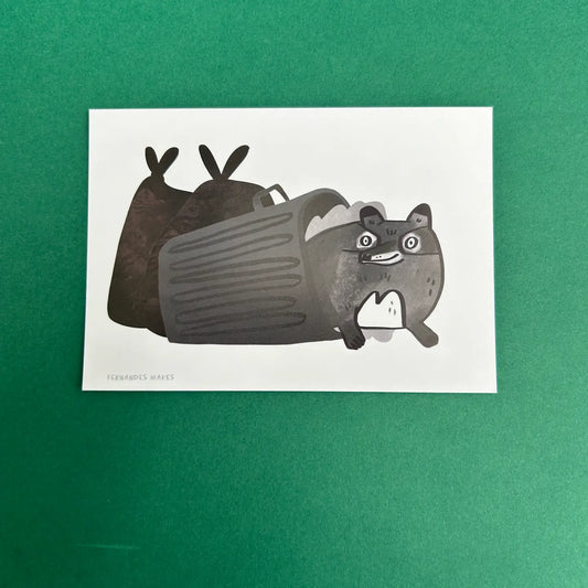 Raccoon Illustration A6 Postcard