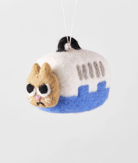 Coco, Cat in a Carrier - Felt Ornament