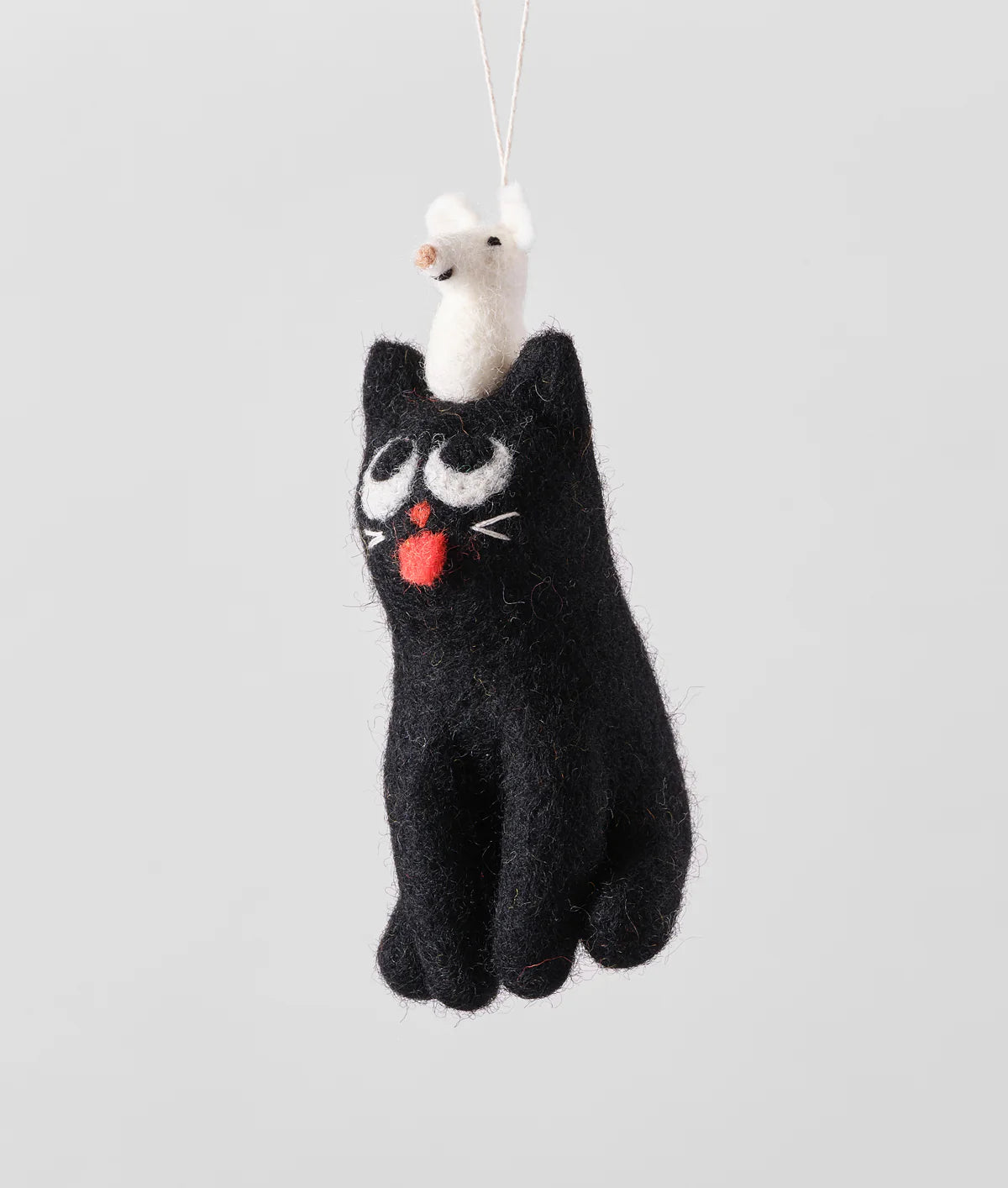 Clint, Cat With a Mouse on its Head - Felt Ornament