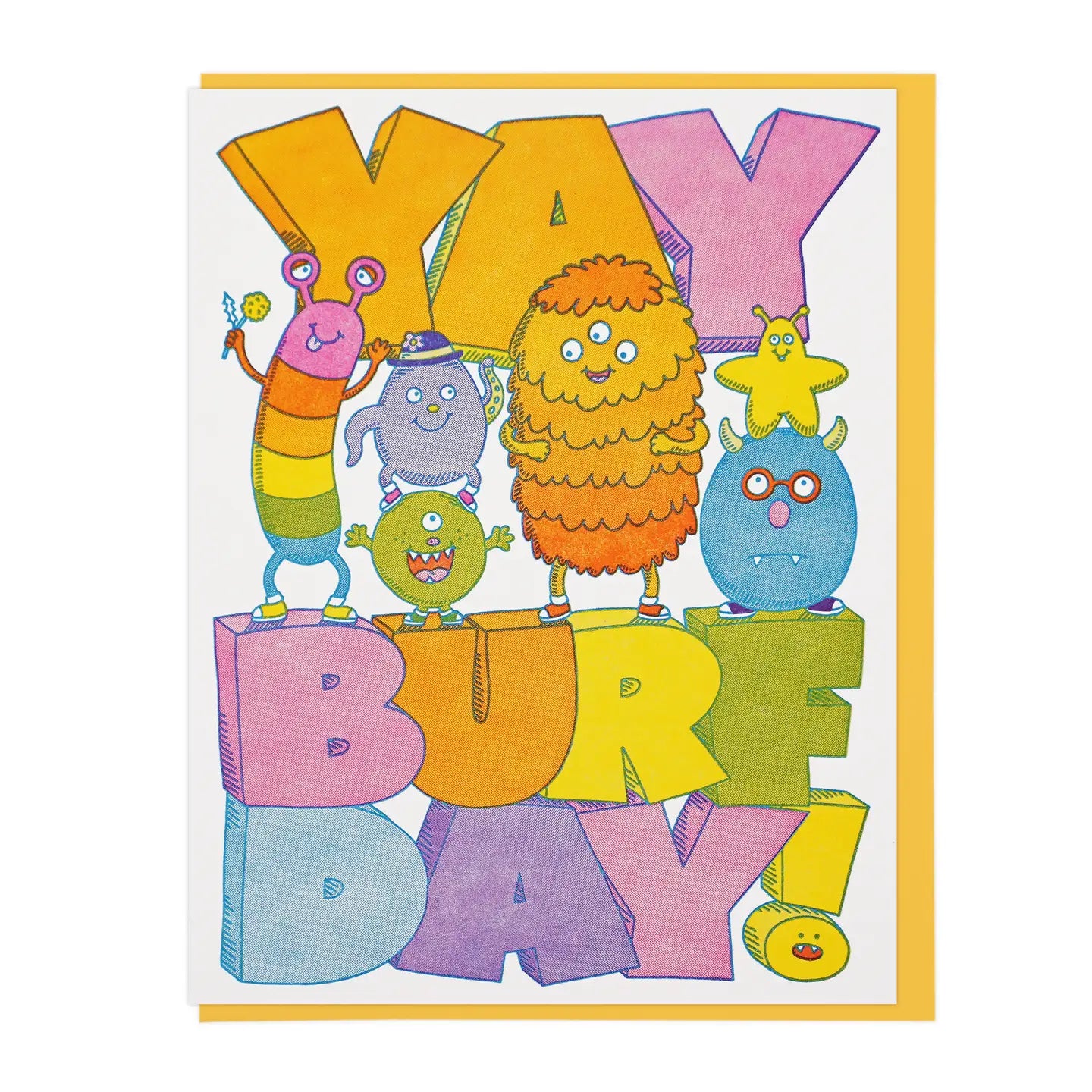 Yay Burfday Monsters Greeting Card