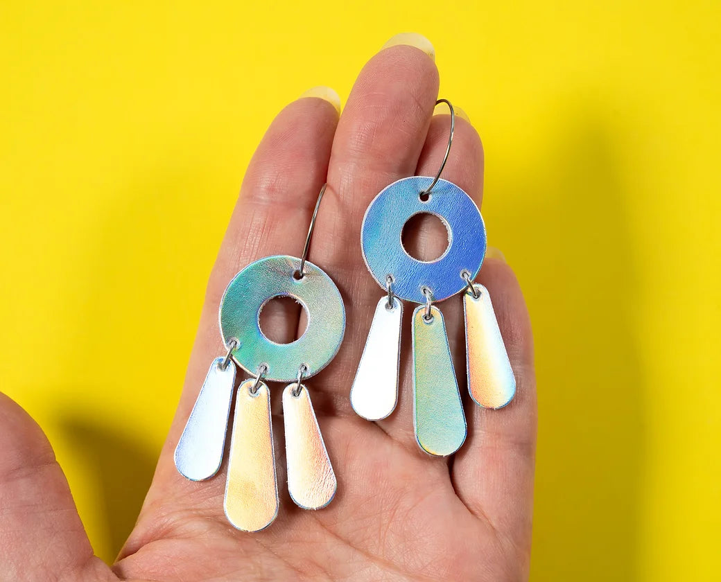 Loop Drop Hoops Earrings in Space Leather