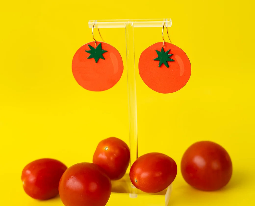 Large Red Tomato Earrings