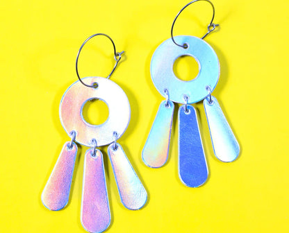 Loop Drop Hoops Earrings in Space Leather