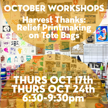 Harvest Thanks:  Relief Printmaking on a Tote Bag