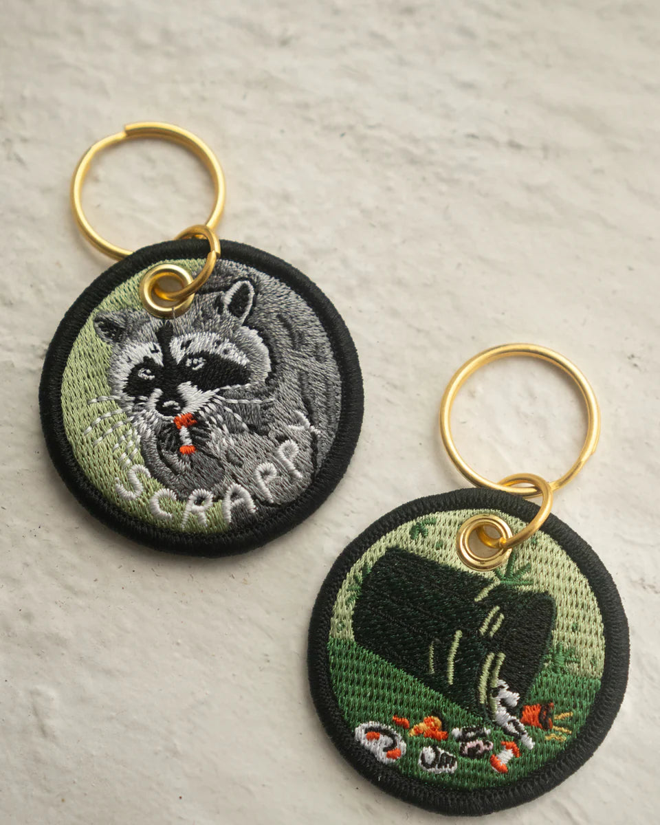 Scrappy Raccoon - Embroidered Keychain