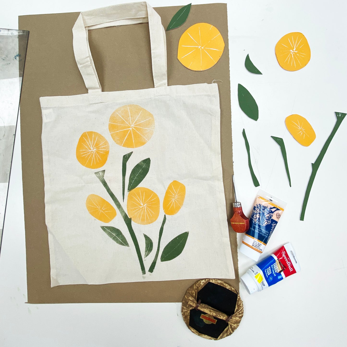 Harvest Thanks:  Relief Printmaking on a Tote Bag