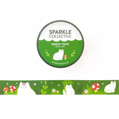 Green Magical Forest Cats Washi tape