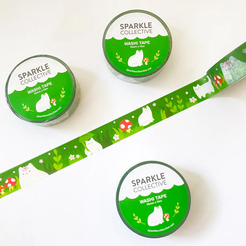 Green Magical Forest Cats Washi tape