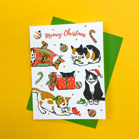 Meowy Christmas Cat Greeting Card