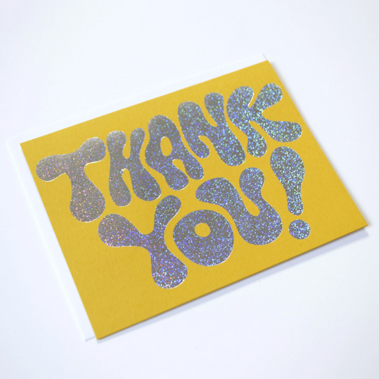 70s Thank You Metallic Greeting Card