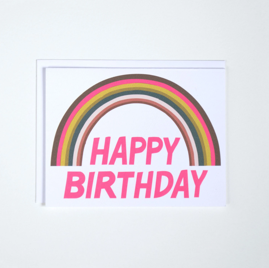 Happy Birthday Neon Rainbow Greeting Card