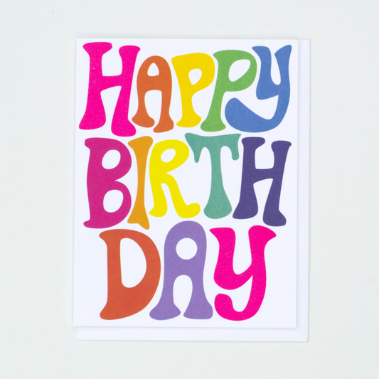 Bubble Rainbow Letters Happy Birthday Greeting Card