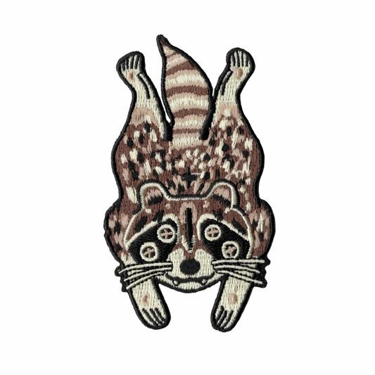 Flat Raccoon Iron-On Patch