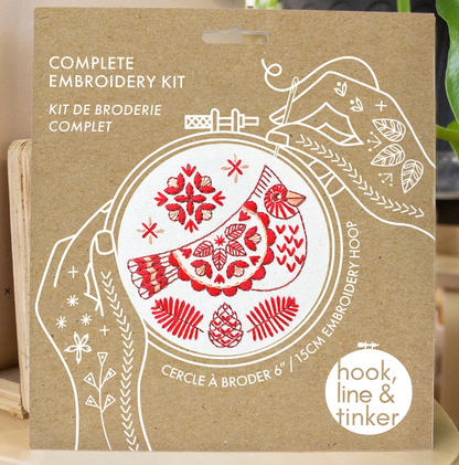 DIY Folk Cardinal Complete Embroidery Kit